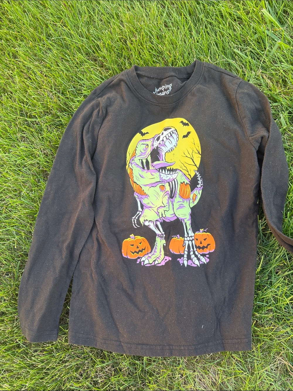 jumping beans Black Halloween T-Rex Pumpkin Graphic Long Sleeve Tee